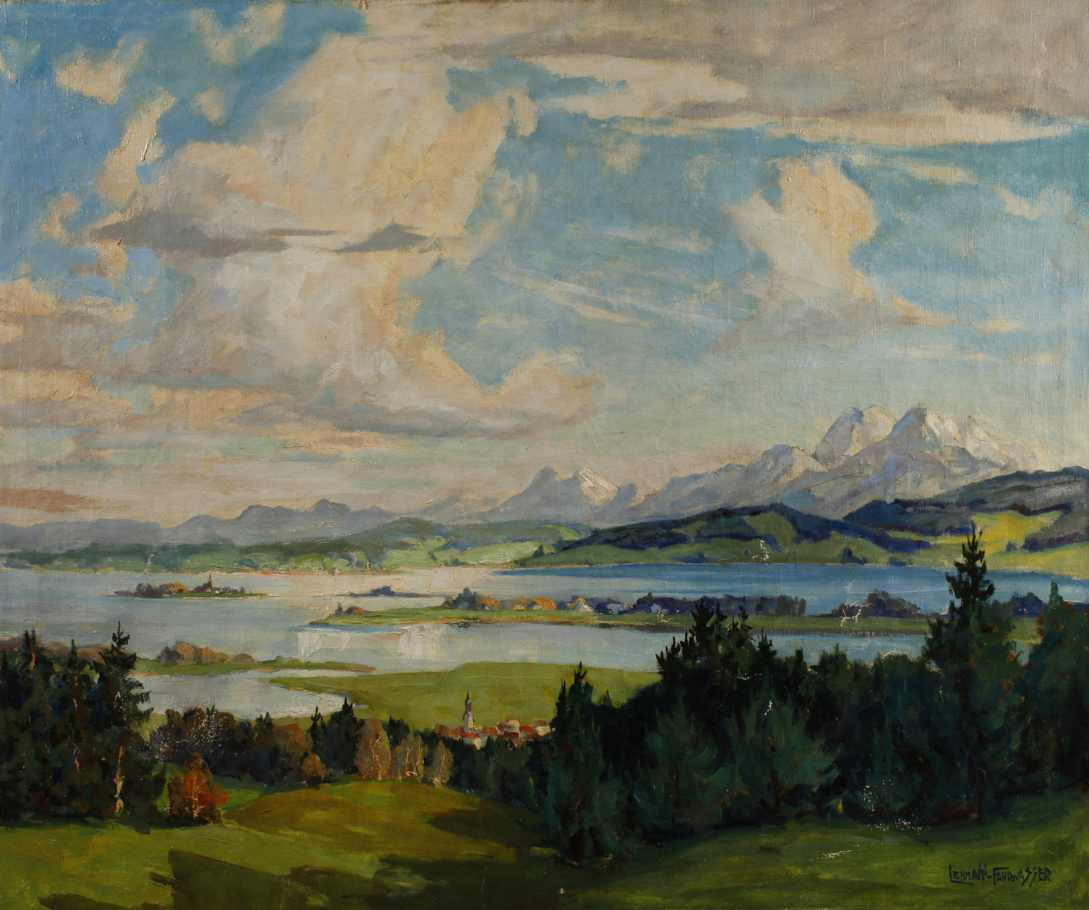 Georg Lehmann-Fahrwasser, attr., See im Alpenvorland