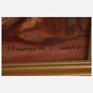 O. Leuschner, Schlummerndes Mädchen mit Puppe