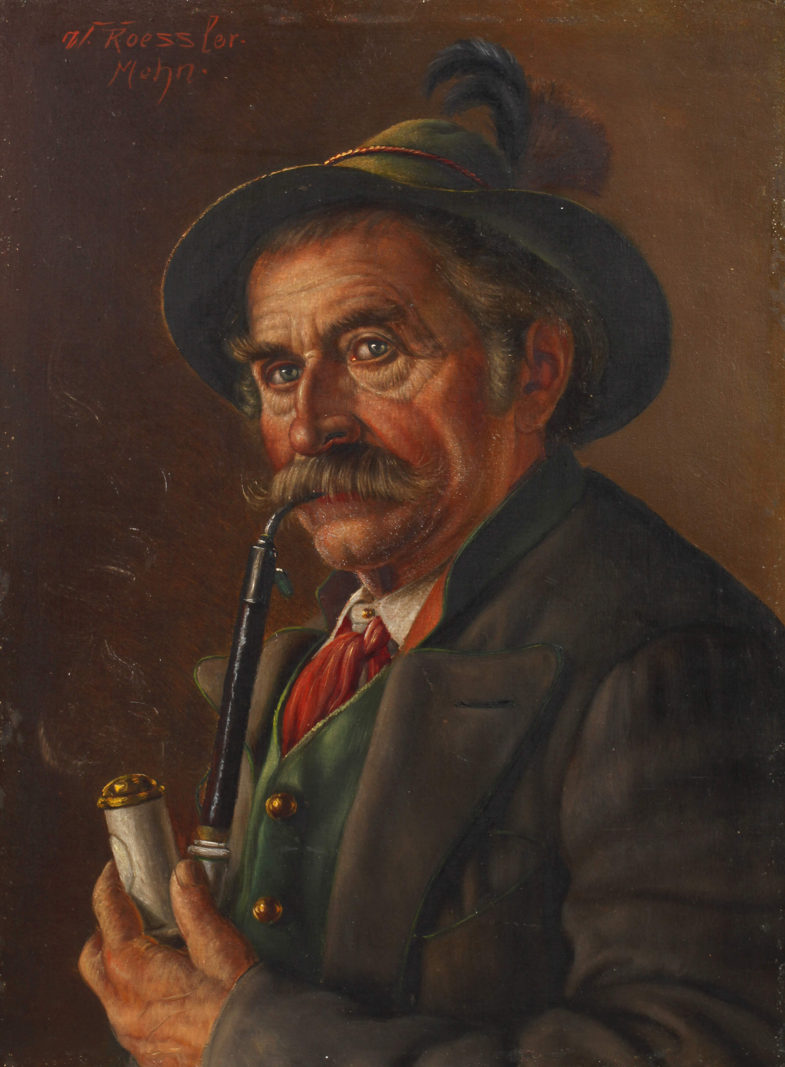 Walter Roessler, Portrait eines alten Mannes mit Pfeife