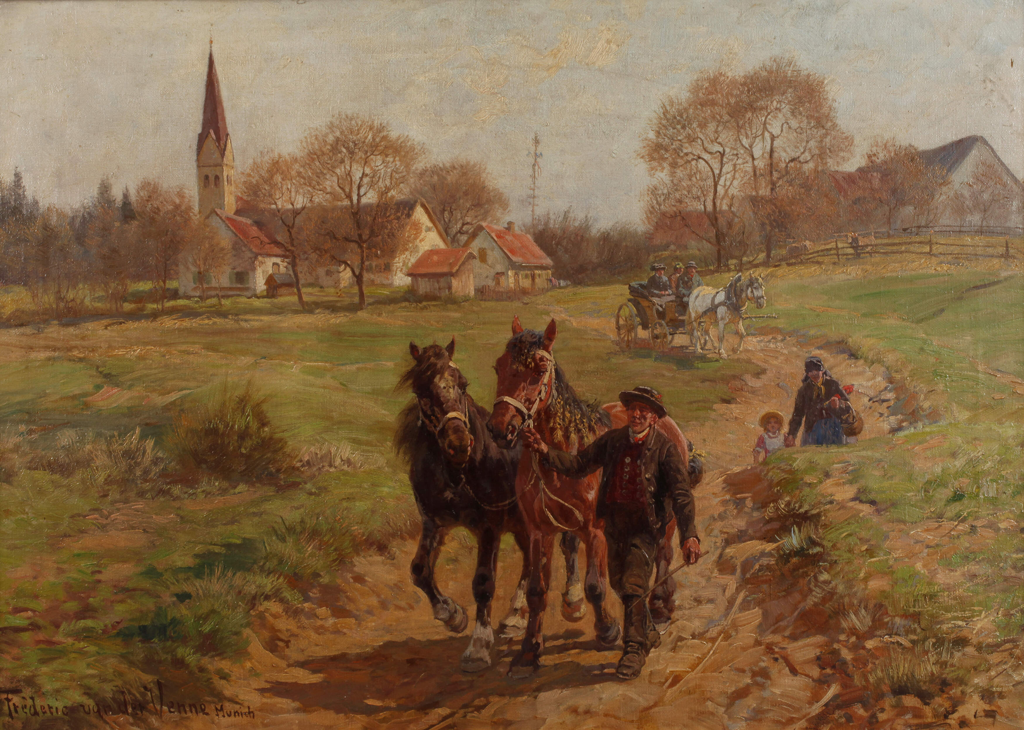 Fritz van der Venne, attr., Belebte Dorfstraße