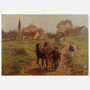 Fritz van der Venne, attr., Belebte Dorfstraße