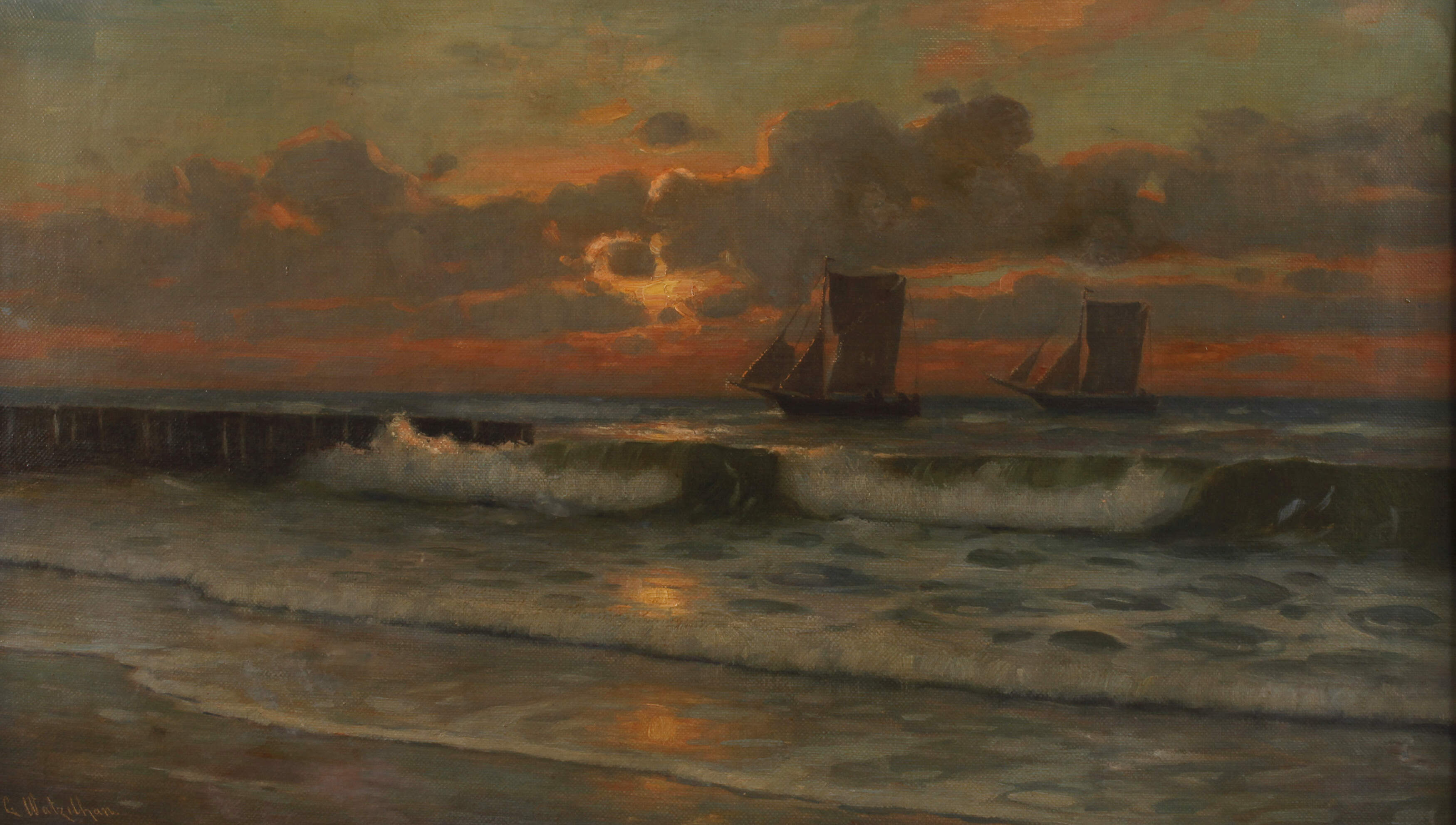 Carl Watzelhan, Sonnenuntergang am Meer