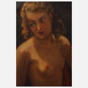 J. Wolf, Mädchenakt am Waldesrand