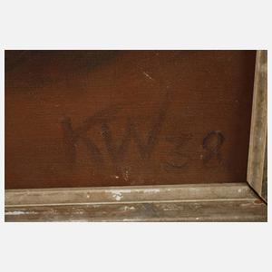 K. Wunderlich, Stillleben mit Krug und Topfpflanze