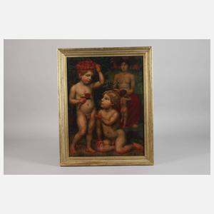 Mit Blumenkranz spielende Kinder