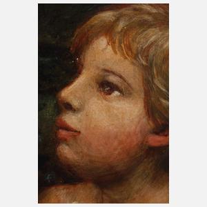 Mit Blumenkranz spielende Kinder