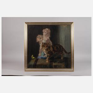 "Putte und Katze mit Zitronenfalter"