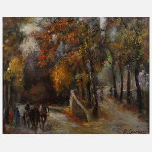 Straßenszene mit Pferdefuhrwerk