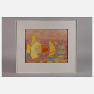 Vincent Weber, attr., Segelboote im Abendrot