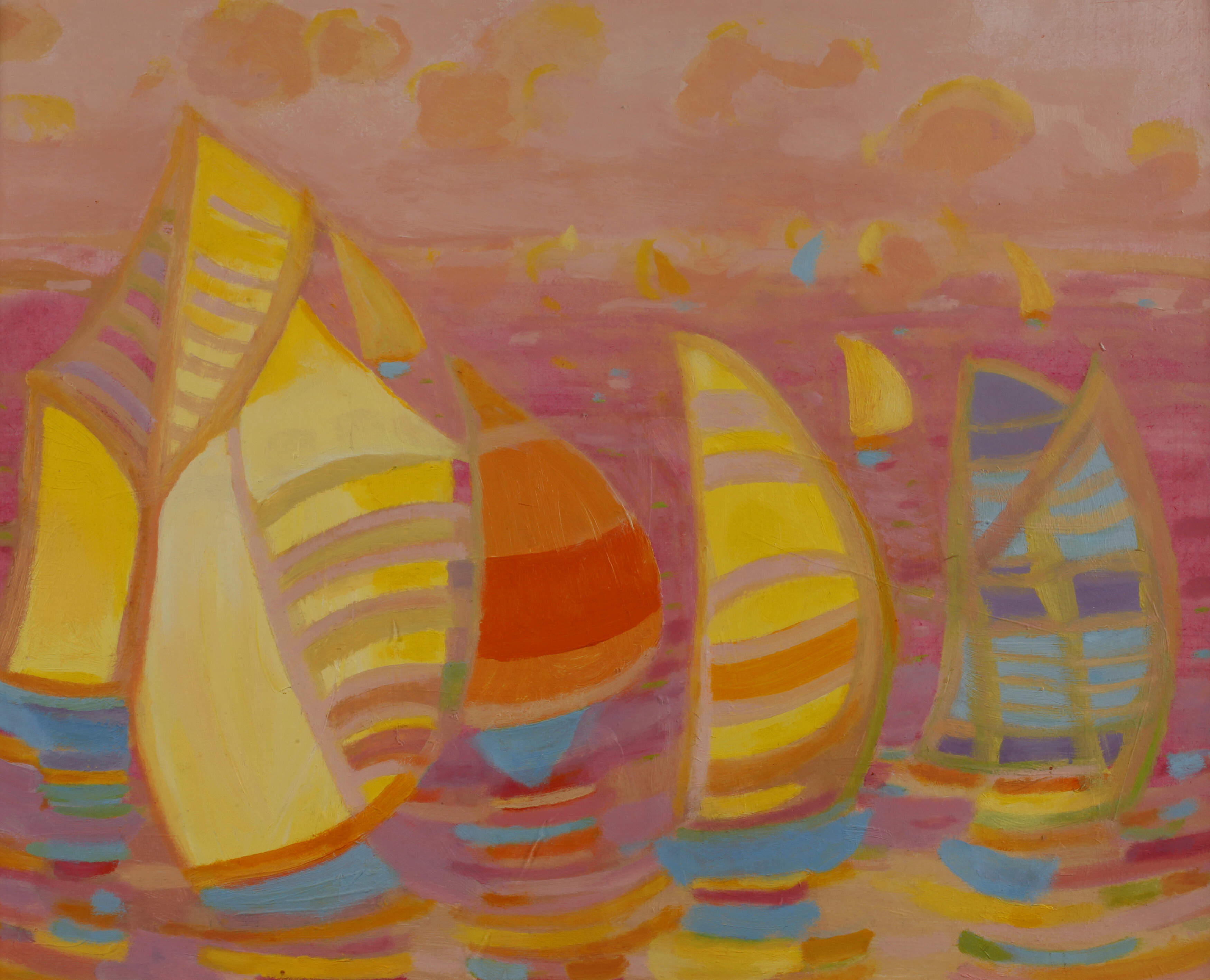 Vincent Weber, attr., Segelboote im Abendrot