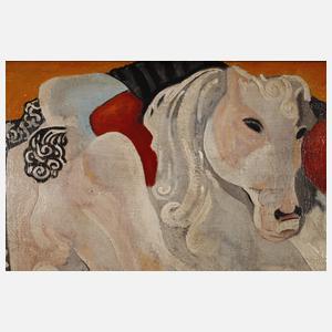 Reiterin auf steigendem Pferd