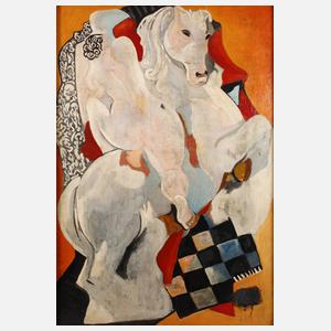 Reiterin auf steigendem Pferd