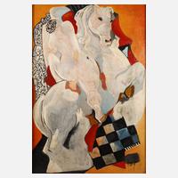 Reiterin auf steigendem Pferd111