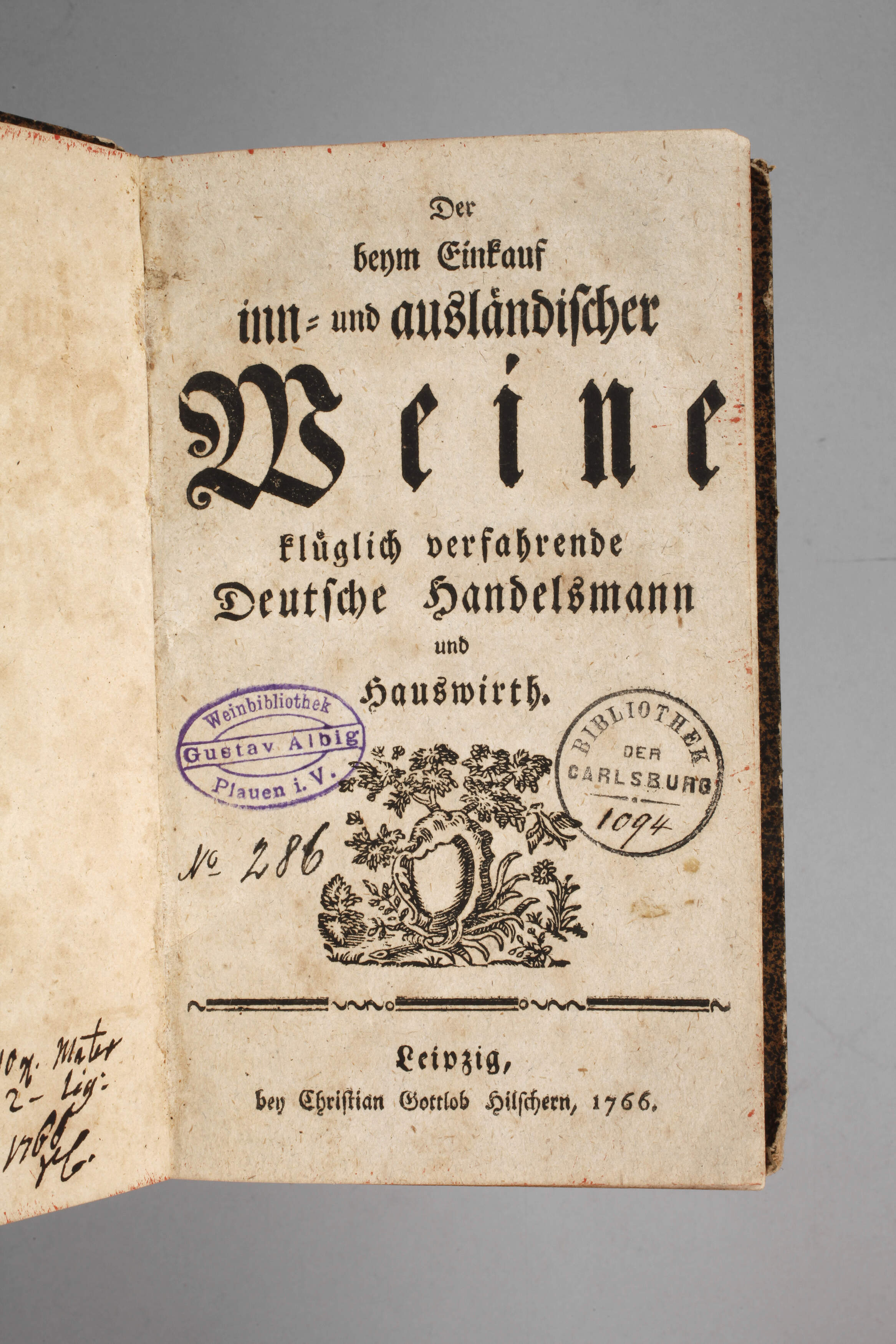 Über den Weinhandel 1766