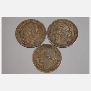 Drei Silbermünzen Württemberg