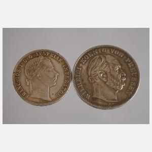 Zwei Silbermünzen, Preußen und Österreich