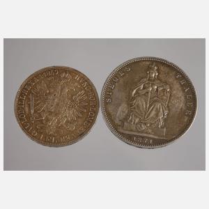 Zwei Silbermünzen, Preußen und Österreich