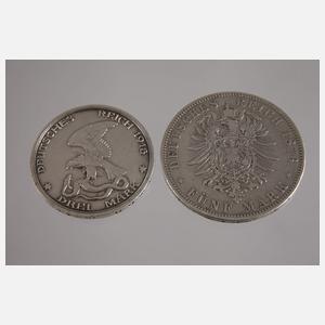 Zwei Silbermünzen Kaiserreich