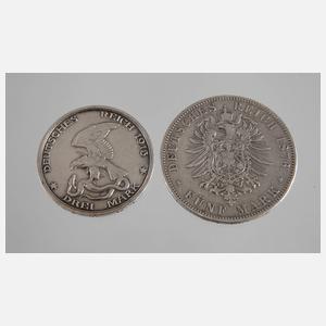 Zwei Silbermünzen Kaiserreich
