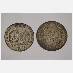 Drei Münzen Sachsen, Preußen, Afrika