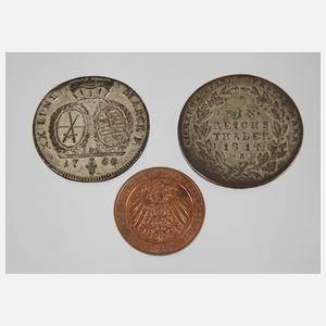 Drei Münzen Sachsen, Preußen, Afrika