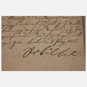 Beförderungsurkunde durch Friedrich Wilhelm I.