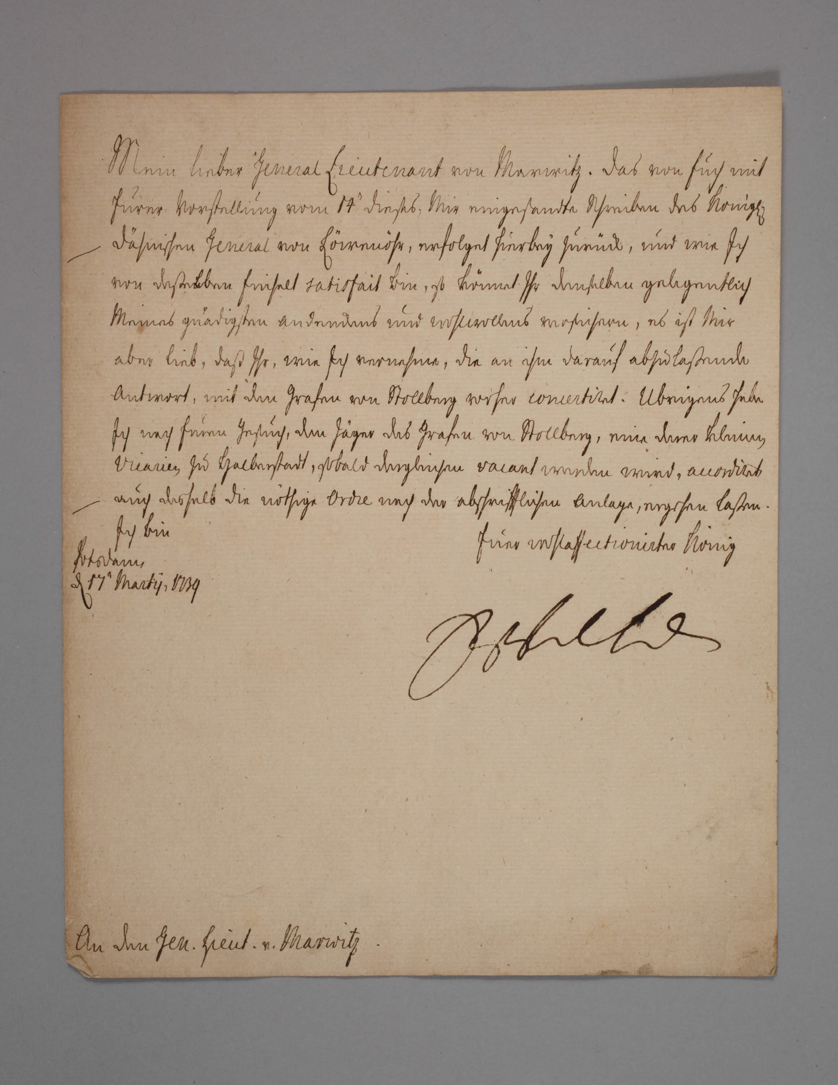 Brief von Friedrich Wilhelm I. König in Preußen