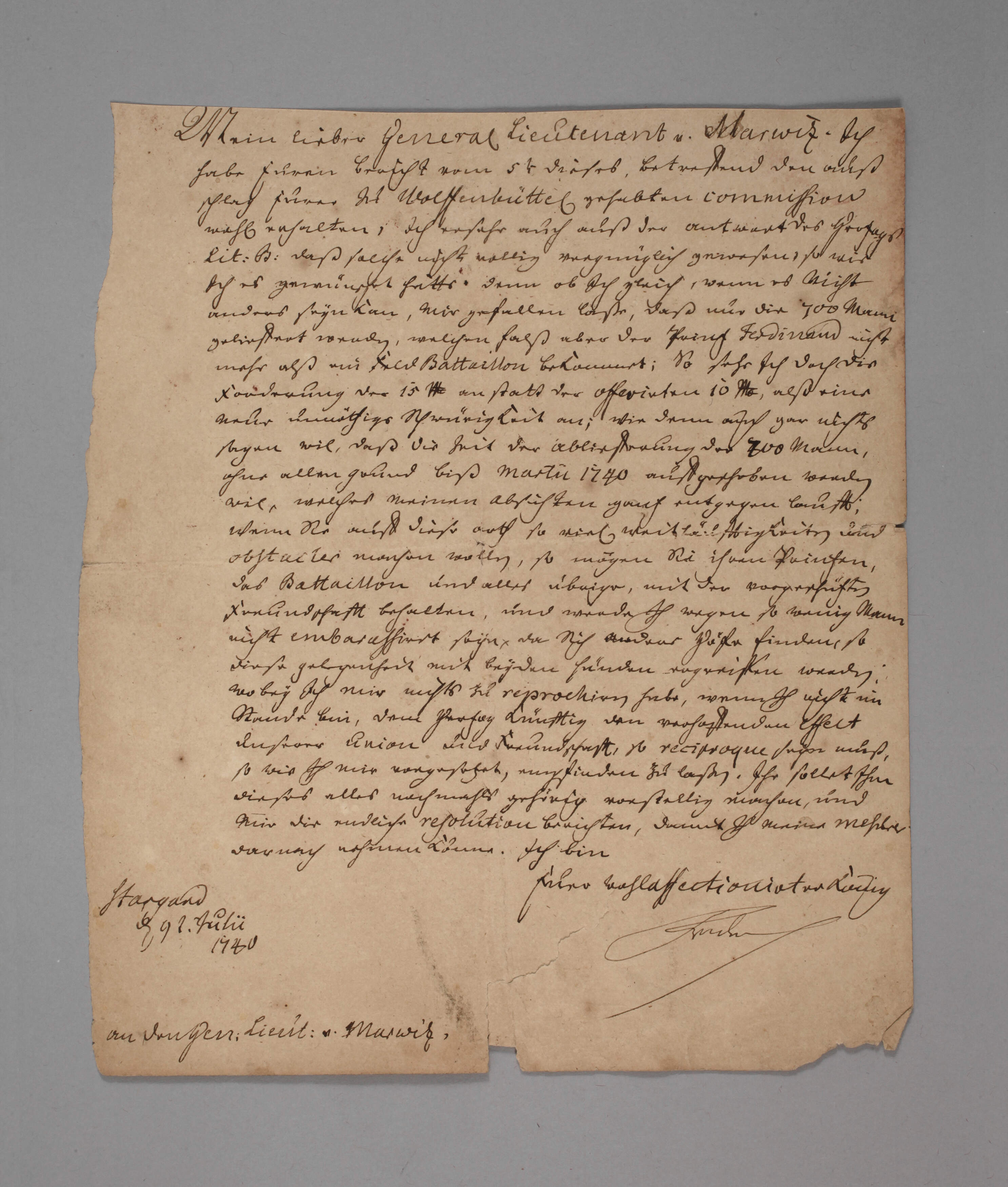Brief Friedrich II., König in Preußen