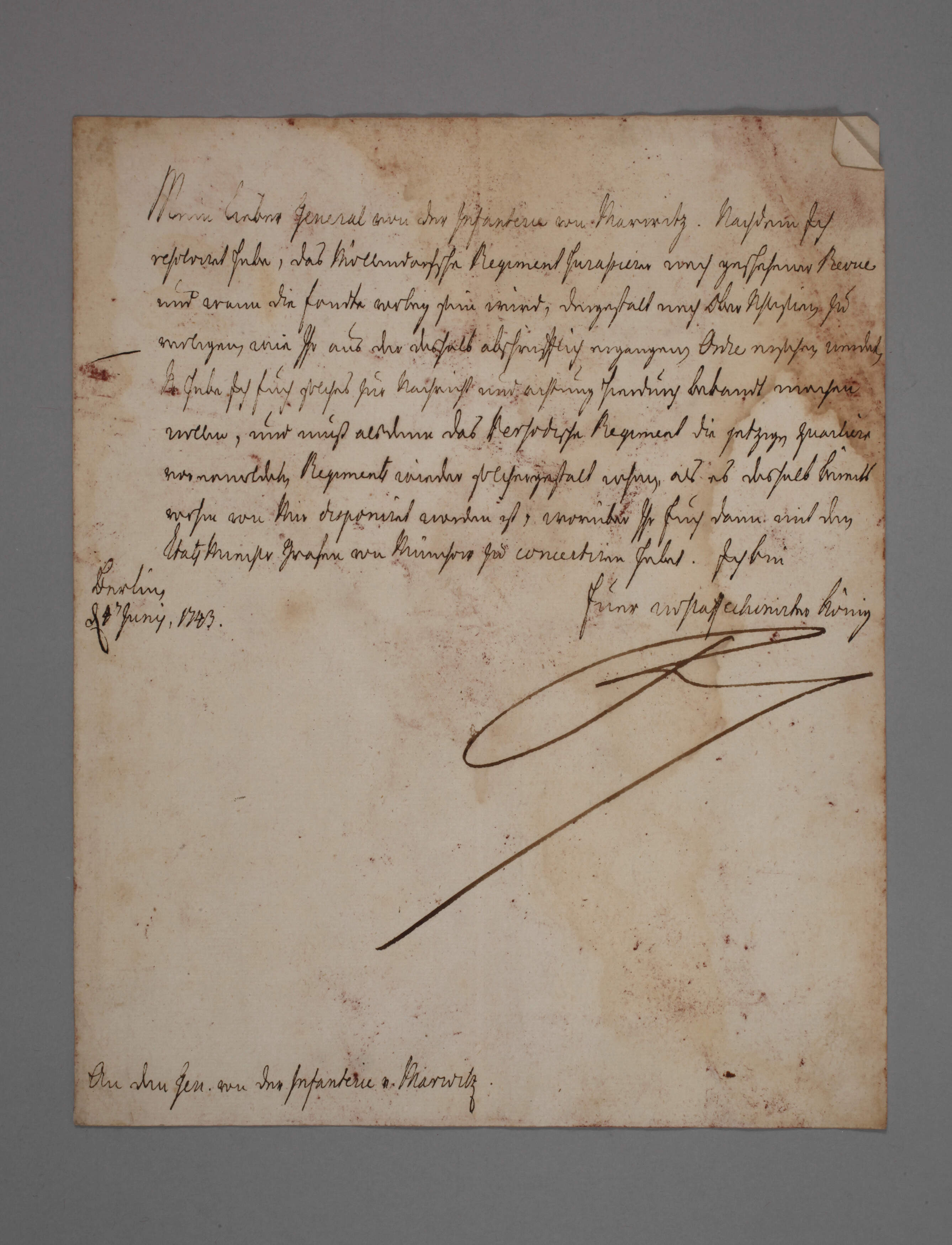 Brief Friedrich II., König in Preußen
