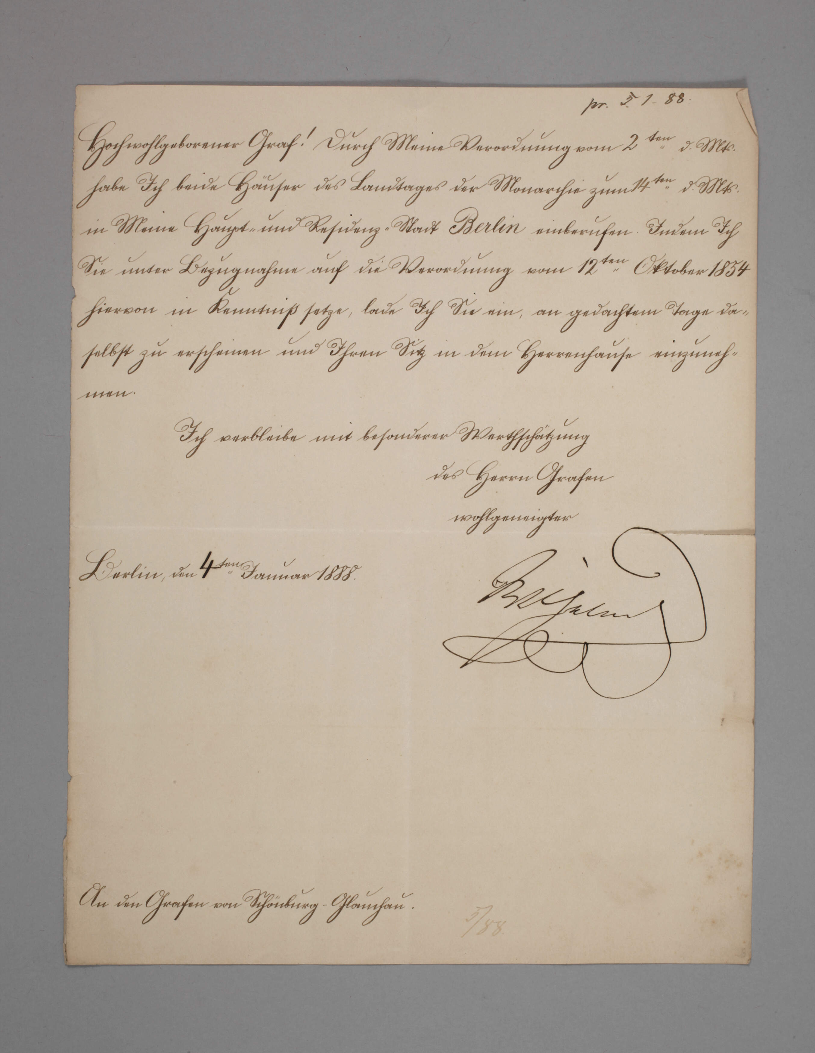 Brief Friedrich I., König von Preußen