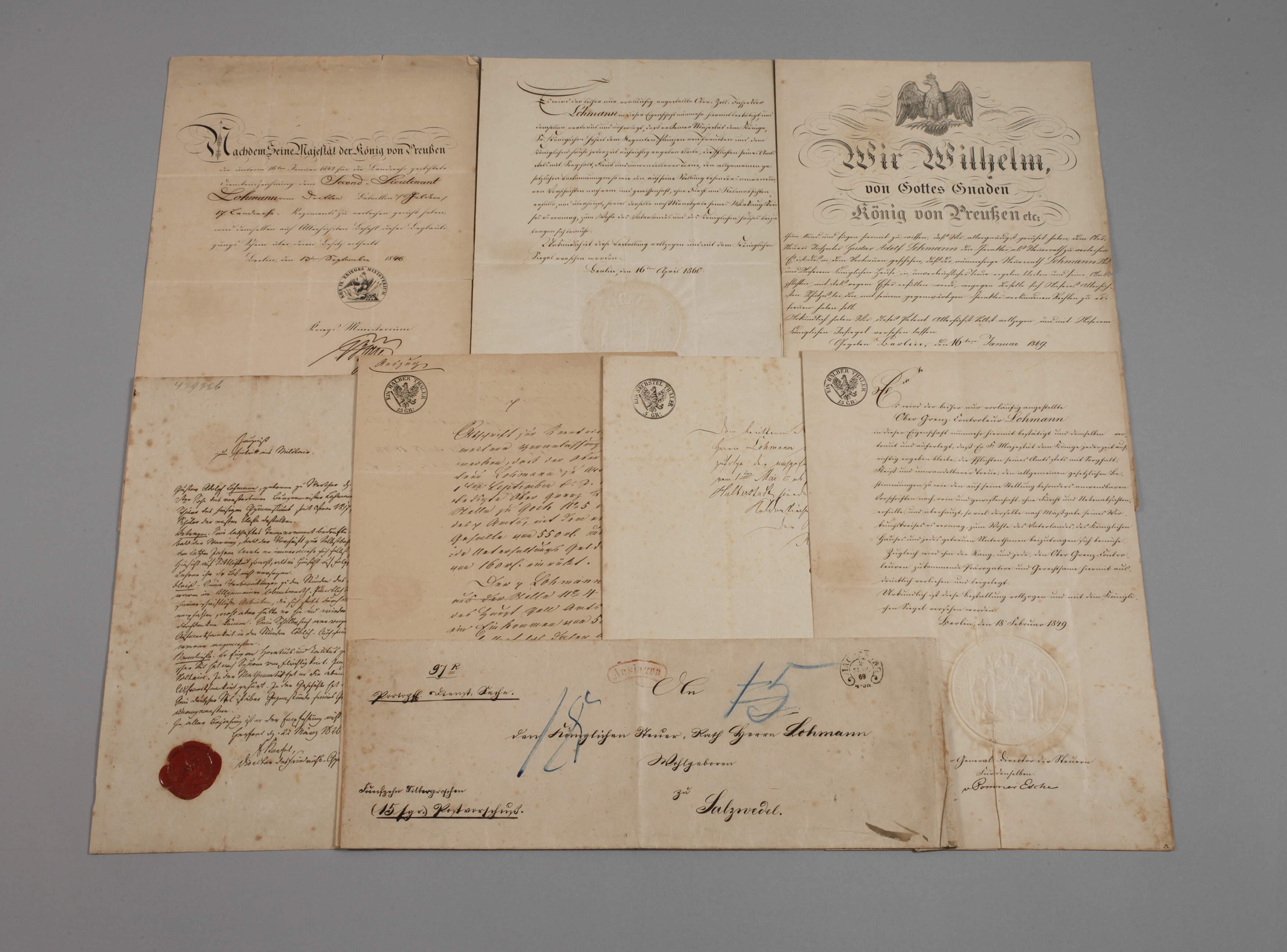 Konvolut Urkunden mit Autograf König Wilhelm I.