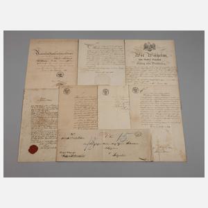Konvolut Urkunden mit Autograf König Wilhelm I.