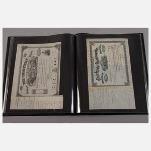 Sammlung Aktien und Geldscheine
