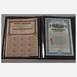 Sammlung Aktien und Geldscheine
