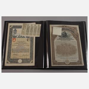 Sammlung Aktien und Geldscheine