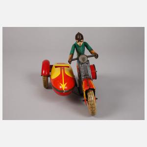 Blechmotorrad mit Beiwagen