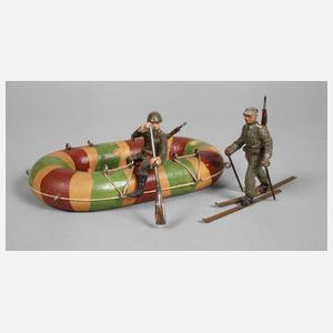 Massesoldat als Gebirgsjäger und Pionier mit Boot