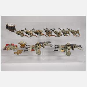 Lineol Massesoldaten im Gefecht mit Zubehör