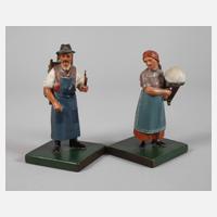 Paar geschnitzte Volkstypen Erzgebirge111