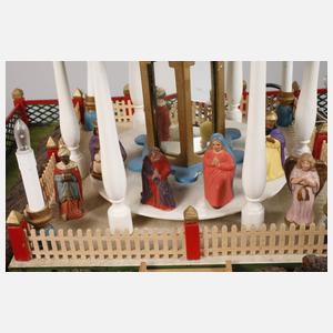 Weihnachtspyramide mit Bergwerk und Massefiguren