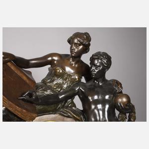 Goldscheider Wien monumentale Figurenuhr