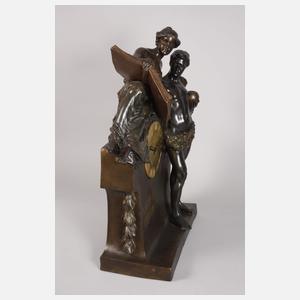 Goldscheider Wien monumentale Figurenuhr