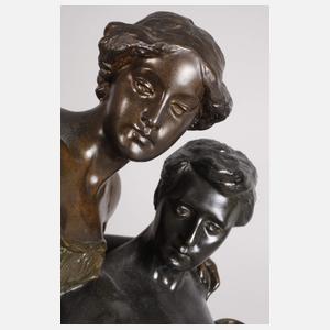 Goldscheider Wien monumentale Figurenuhr