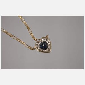 Collier mit Saphir und Diamanten