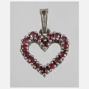 Herzanhänger mit Rubinen