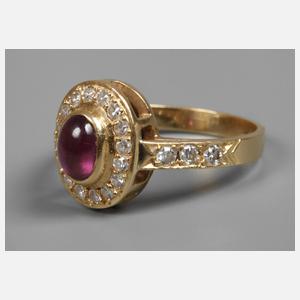 Damenring mit Rubin und Diamanten