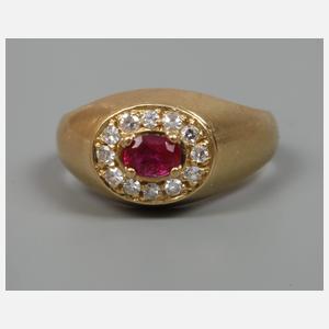 Damenring mit Rubin und Diamanten