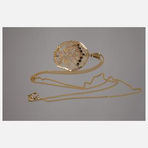 Anhänger mit Rubinen und Saphiren