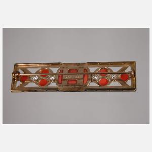 Brosche mit Diamanten und Korallen