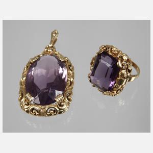 Ring und Anhänger mit Amethyst